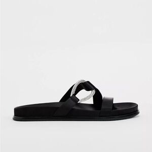Zara Black Sandals with Rhinestones